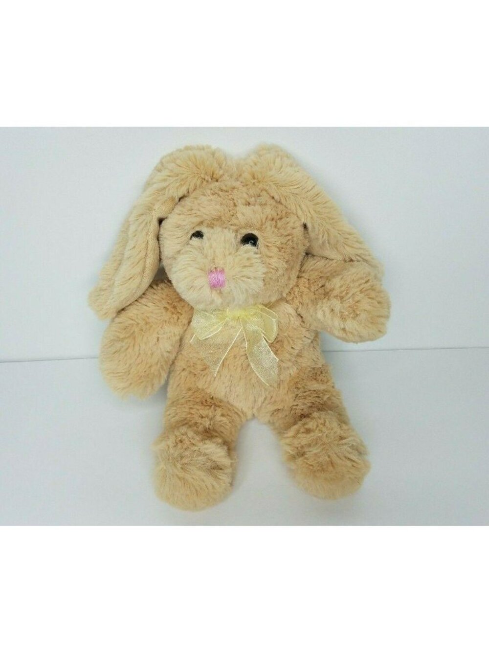 Easter Bunny Rabbit Beige Plush 10" Floppy Ears Bow Stuffed Animal
